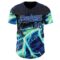 Custom Black Dark Purple-Ice Blue Cyber Tropical Palm Trees Dinosaur Gothic Fantasy Authentic Baseball Jersey