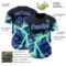 Custom Black Dark Purple-Ice Blue Cyber Tropical Palm Trees Dinosaur Gothic Fantasy Authentic Baseball Jersey