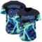 Custom Black Dark Purple-Ice Blue Cyber Tropical Palm Trees Dinosaur Gothic Fantasy Authentic Baseball Jersey
