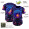 Custom Blue Dark Purple-Sky Blue Cyber Tropical Palm Trees Music Festival Cosmic Nebula Authentic Baseball Jersey