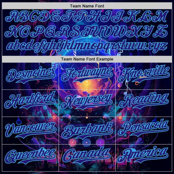 Custom Blue Dark Purple-Sky Blue Cyber Tropical Palm Trees Music Festival Cosmic Nebula Authentic Baseball Jersey