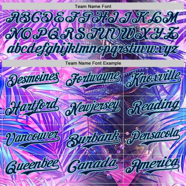 Custom Purple Navy-Ice Blue Cyber Tropical Palm Trees Dinosaur Gothic Fantasy Authentic Baseball Jersey