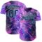Custom Purple Navy-Ice Blue Cyber Tropical Palm Trees Dinosaur Gothic Fantasy Authentic Baseball Jersey