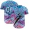 Custom Blue Ice Blue Pink-Dark Purple Cyber Tropical Palm Trees Music Festival Gothic Fantasy Authentic Baseball Jersey