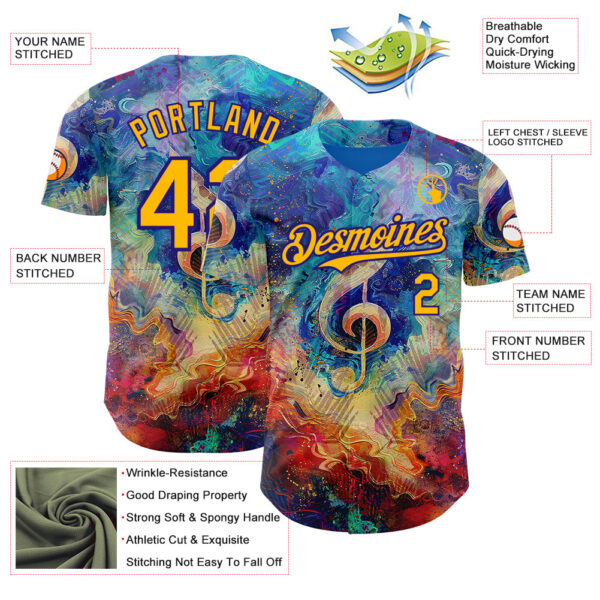 Custom Blue Gold Red-Dark Purple Cyber Tropical Palm Trees Music Festival Fluid Liquid Authentic Baseball Jersey