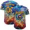 Custom Blue Gold Red-Dark Purple Cyber Tropical Palm Trees Music Festival Fluid Liquid Authentic Baseball Jersey
