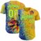 Custom Yellow Light Yellow Blue-Lakes Blue Cyber Tropical Palm Trees Music Festival Gradient Neon Polka Dot Authentic Baseball Jersey