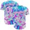 Custom Ice Blue White Blue-Deep Pink Cyber Tropical Palm Trees Music Festival Authentic Baseball Jersey