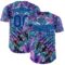 Custom Purple Dark Purple Black-Lakes Blue Cyber Tropical Palm Trees Music Festival Claw Marks Authentic Baseball Jersey