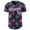 Custom Black Ice Blue-Deep Pink Cyber Tropical Palm Trees Music Festival Authentic Baseball Jersey