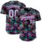 Custom Black Ice Blue-Deep Pink Cyber Tropical Palm Trees Music Festival Authentic Baseball Jersey