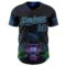 Custom Black Navy-Ice Blue Cyber Tropical Palm Trees Music Festival Gothic Fantasy Authentic Baseball Jersey