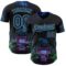 Custom Black Navy-Ice Blue Cyber Tropical Palm Trees Music Festival Gothic Fantasy Authentic Baseball Jersey