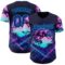 Custom Blue Dark Purple-Lakes Blue Cyber Tropical Palm Trees Gothic Fantasy Authentic Baseball Jersey