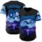 Custom Black Dark Purple-Lakes Blue Cyber Tropical Palm Trees Gothic Fantasy Authentic Baseball Jersey