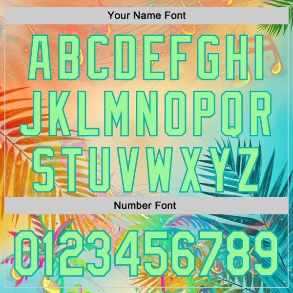 Custom Yellow Pea Green-Aqua Cyber Tropical Palm Trees Music Festival Authentic Baseball Jersey