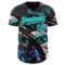 Custom Black Aqua-Ice Blue Cyber Tropical Palm Trees Music Festival Fluid Liquid Authentic Baseball Jersey