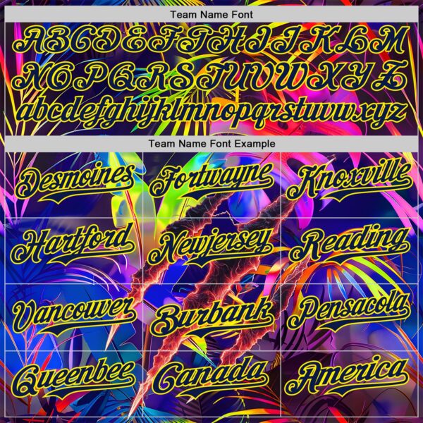 Custom Black Navy-Light Yellow Cyber Tropical Palm Trees Music Festival Claw Marks Authentic Baseball Jersey