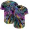 Custom Black Dark Purple-Pea Green Cyber Tropical Palm Trees Music Festival Claw Marks Authentic Baseball Jersey