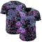 Custom Black Purple-Ice Blue Cyber Tropical Palm Trees Music Festival Authentic Baseball Jersey