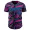 Custom Black Navy Purple-Sky Blue Cyber Tropical Palm Trees Music Festival Authentic Baseball Jersey