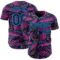 Custom Black Navy Purple-Sky Blue Cyber Tropical Palm Trees Music Festival Authentic Baseball Jersey