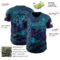 Custom Blue Black-Sky Blue Cyber Tropical Palm Trees Gothic Fantasy Authentic Baseball Jersey