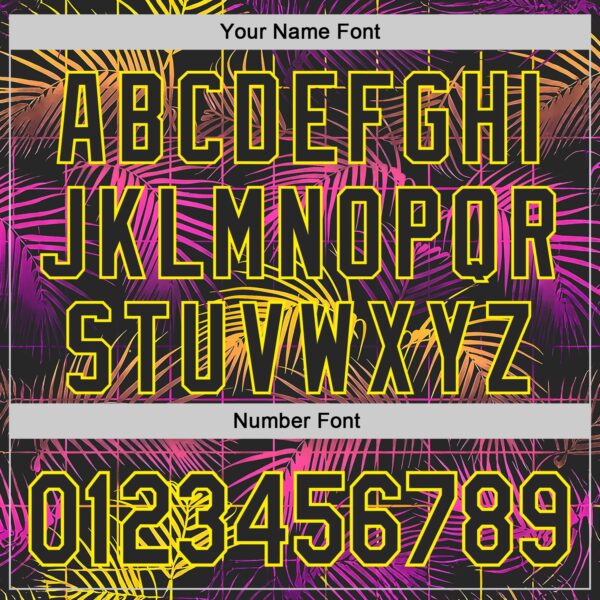 Custom Black Purple-Light Yellow Cyber Tropical Palm Trees Music Festival Authentic Baseball Jersey