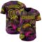 Custom Black Purple-Light Yellow Cyber Tropical Palm Trees Music Festival Authentic Baseball Jersey
