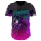 Custom Black Purple-Lakes Blue Cyber Tropical Palm Trees Gothic Fantasy Gothic Fantasy Authentic Baseball Jersey