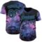 Custom Blue Black Purple-Sky Blue Cyber Tropical Palm Trees Music Festival Authentic Baseball Jersey