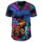 Custom Black Dark Purple-Sky Blue Cyber Tropical Palm Trees Music Festival Gothic Fantasy Authentic Baseball Jersey