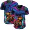 Custom Black Dark Purple-Sky Blue Cyber Tropical Palm Trees Music Festival Gothic Fantasy Authentic Baseball Jersey
