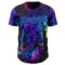 Custom Black Dark Purple Purple-Sky Blue Cyber Tropical Palm Trees Music Festival Gothic Fantasy Authentic Baseball Jersey