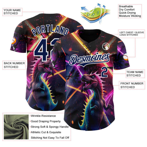 Custom Black Navy Purple-White Cyber Tropical Palm Trees Music Festival Gothic Fantasy Authentic Baseball Jersey