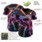 Custom Black Navy Purple-White Cyber Tropical Palm Trees Music Festival Gothic Fantasy Authentic Baseball Jersey