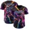 Custom Black Navy Purple-White Cyber Tropical Palm Trees Music Festival Gothic Fantasy Authentic Baseball Jersey