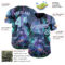 Custom Black Ice Blue-Medium Purple Cyber Tropical Palm Trees Music Festival Gothic Fantasy Authentic Baseball Jersey