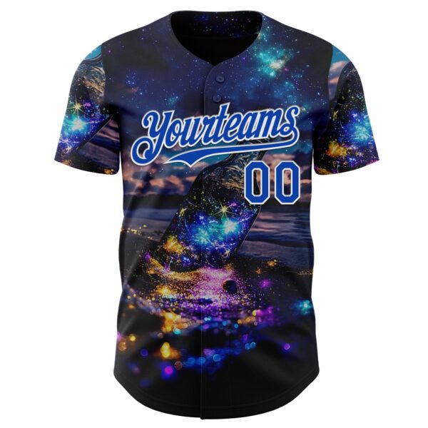 Custom Blue Thunder Blue-White Galaxy Star Authentic Baseball Jersey