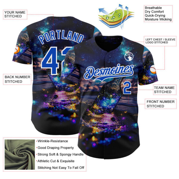 Custom Blue Thunder Blue-White Galaxy Star Authentic Baseball Jersey