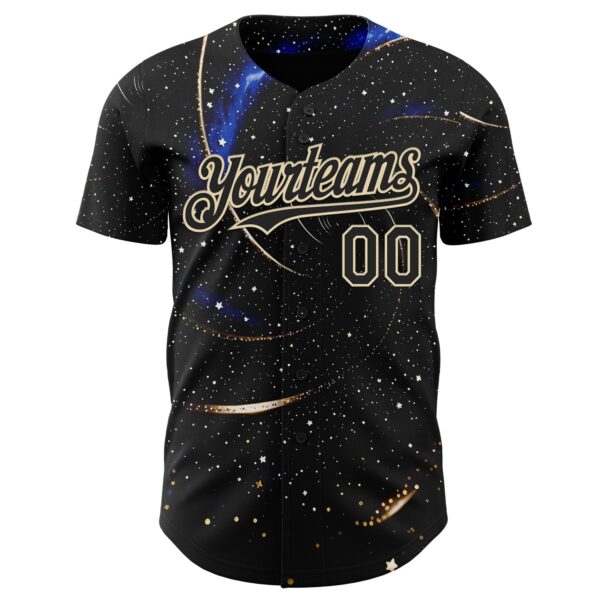 Custom Black-Cream Galaxy Star Authentic Baseball Jersey