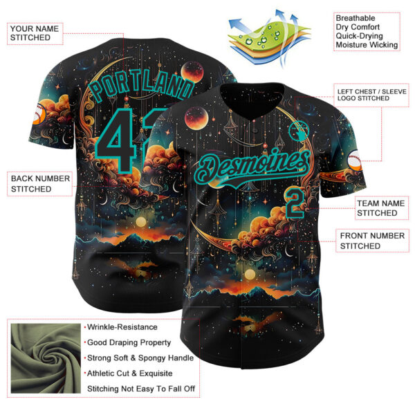 Custom Black-Aqua Galaxy Star Nebula Authentic Baseball Jersey