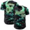 Custom Black Pea Green-Light Pink Galaxy Star Nebula Authentic Baseball Jersey