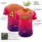 Custom Orange Gold Red-Dark Purple Galaxy Star Gradient Authentic Baseball Jersey