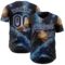 Custom Black Navy-White Galaxy Star Nebula Authentic Baseball Jersey