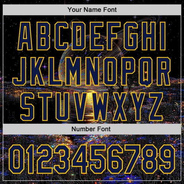 Custom Black Navy-Yellow Galaxy Star Authentic Baseball Jersey