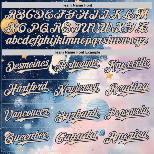 Custom Blue City Cream Light Pink-Navy Galaxy Star Nebula Authentic Baseball Jersey