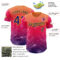 Custom Orange Dark Purple Red-Gold Galaxy Star Authentic Baseball Jersey
