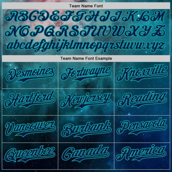 Custom Green Navy-Aqua Galaxy Star Nebula Authentic Baseball Jersey