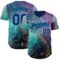 Custom Purple Dark Purple Gray-Aqua Galaxy Star Nebula Authentic Baseball Jersey